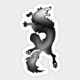 Fenrir Norse Wolf Black and White Ink Wash Style Efigy Sticker